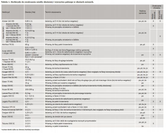 Herbicydy do zwalczania miotły zbożowej i wyczyńca